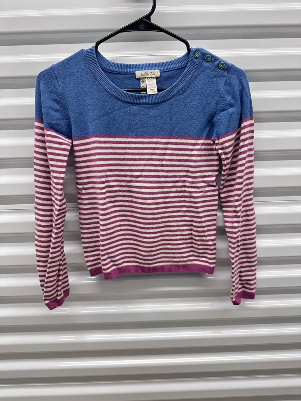 Matilda Jane Blue Top with Pink and White Stripes